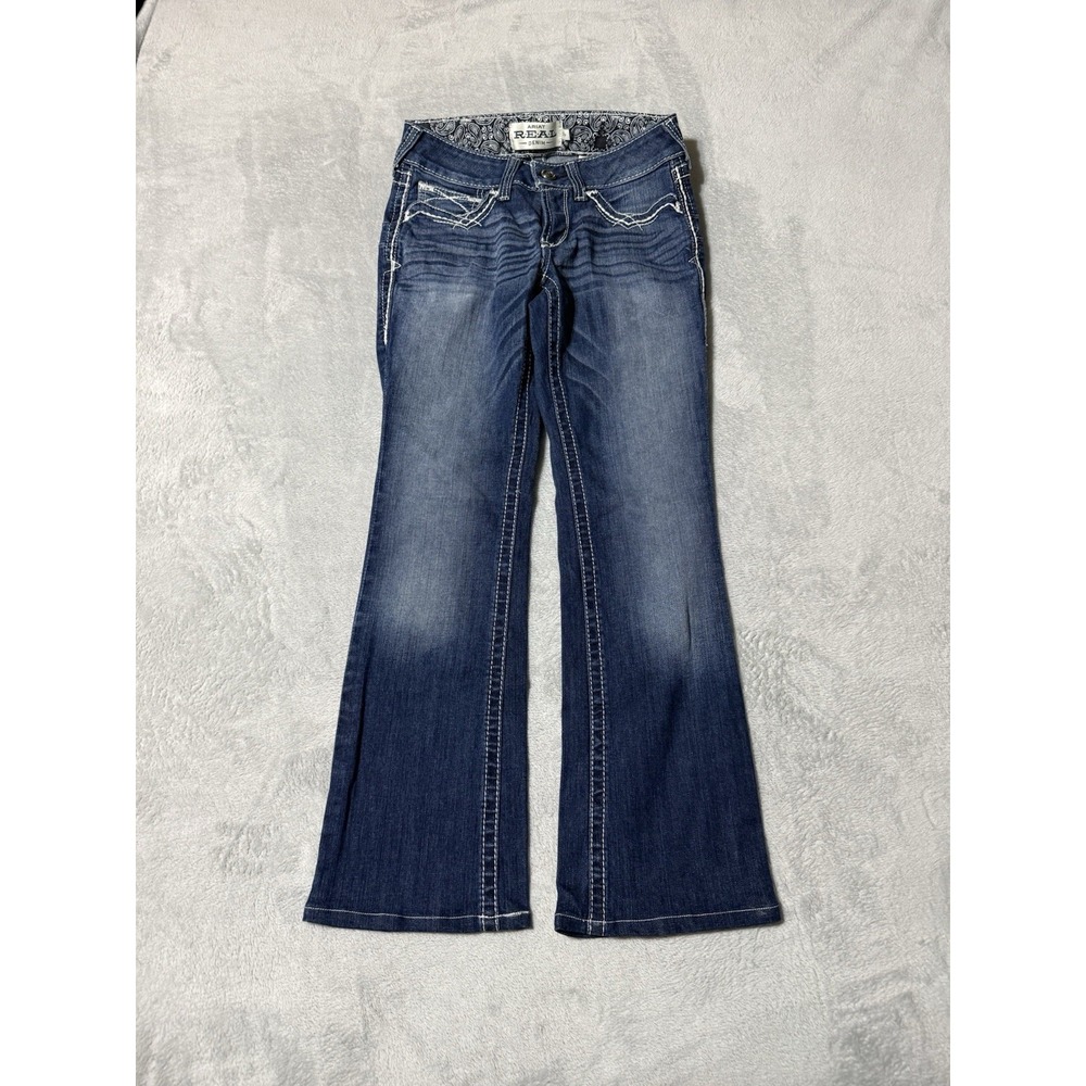 Ariat Real Jeans Womens 27 Blue Bootcut Mid Rise Medium Wash Denim 27x28